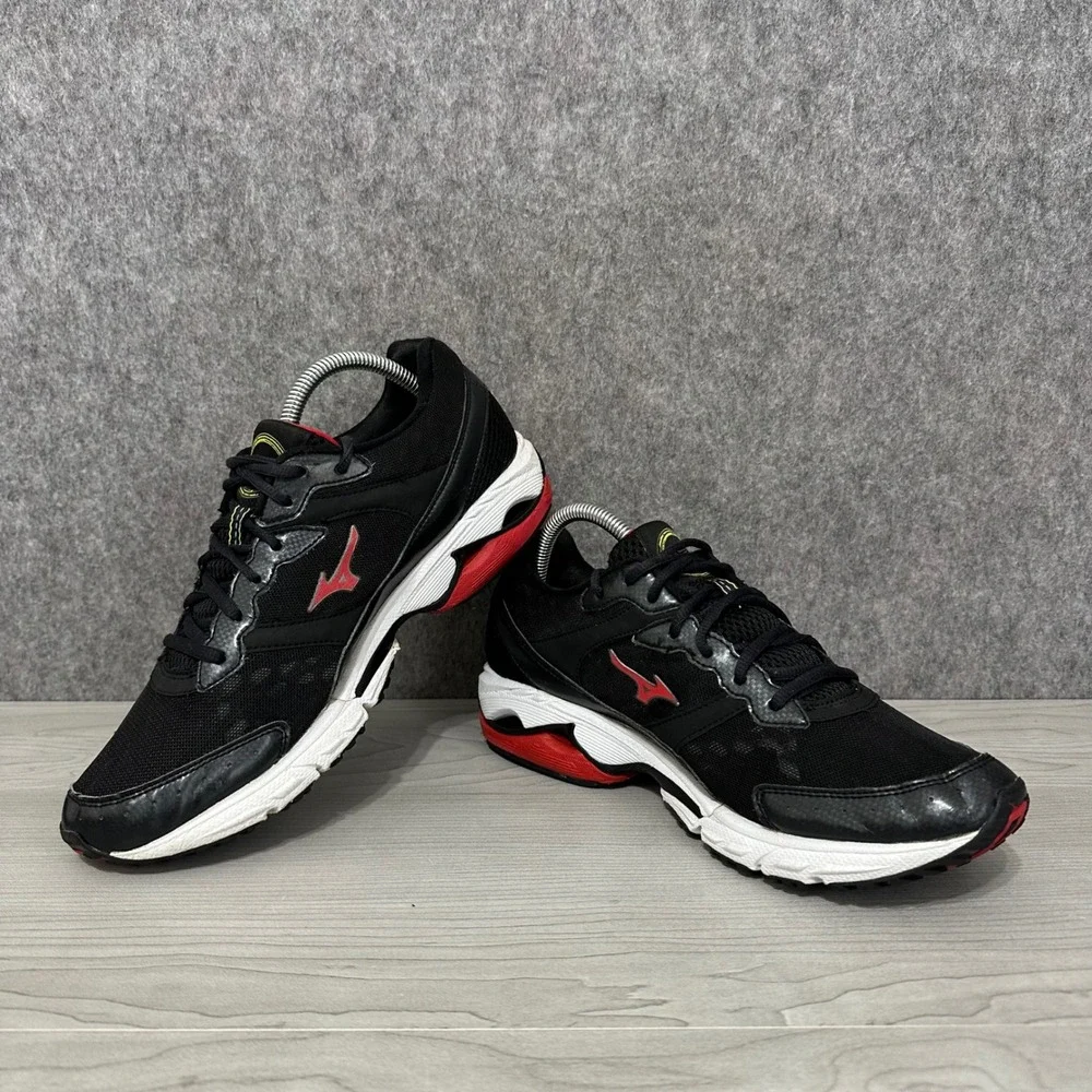 Mizuno Wave Rider 16 Running Shoes Mens 8.5‎ Black Red Yellow Athletic Sneakers